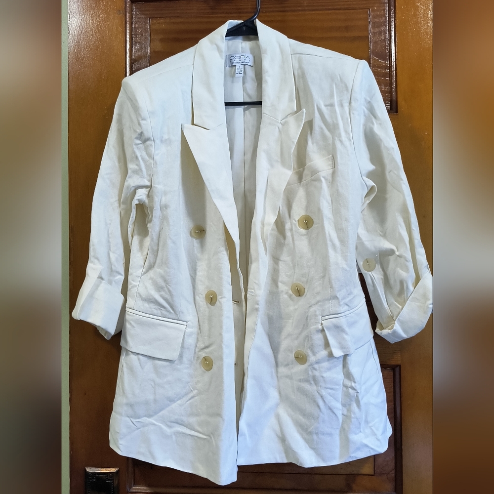~ Sofia Jeans By Sofia Vergara ~ Ivory Size Small || Linen Blend Blazer